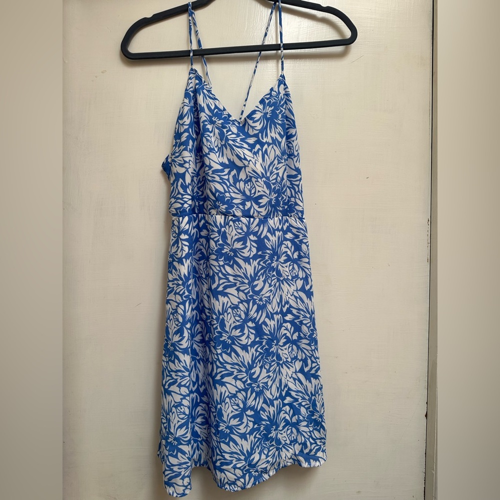 Lulu’s blue and white tropical dress size XL NWT